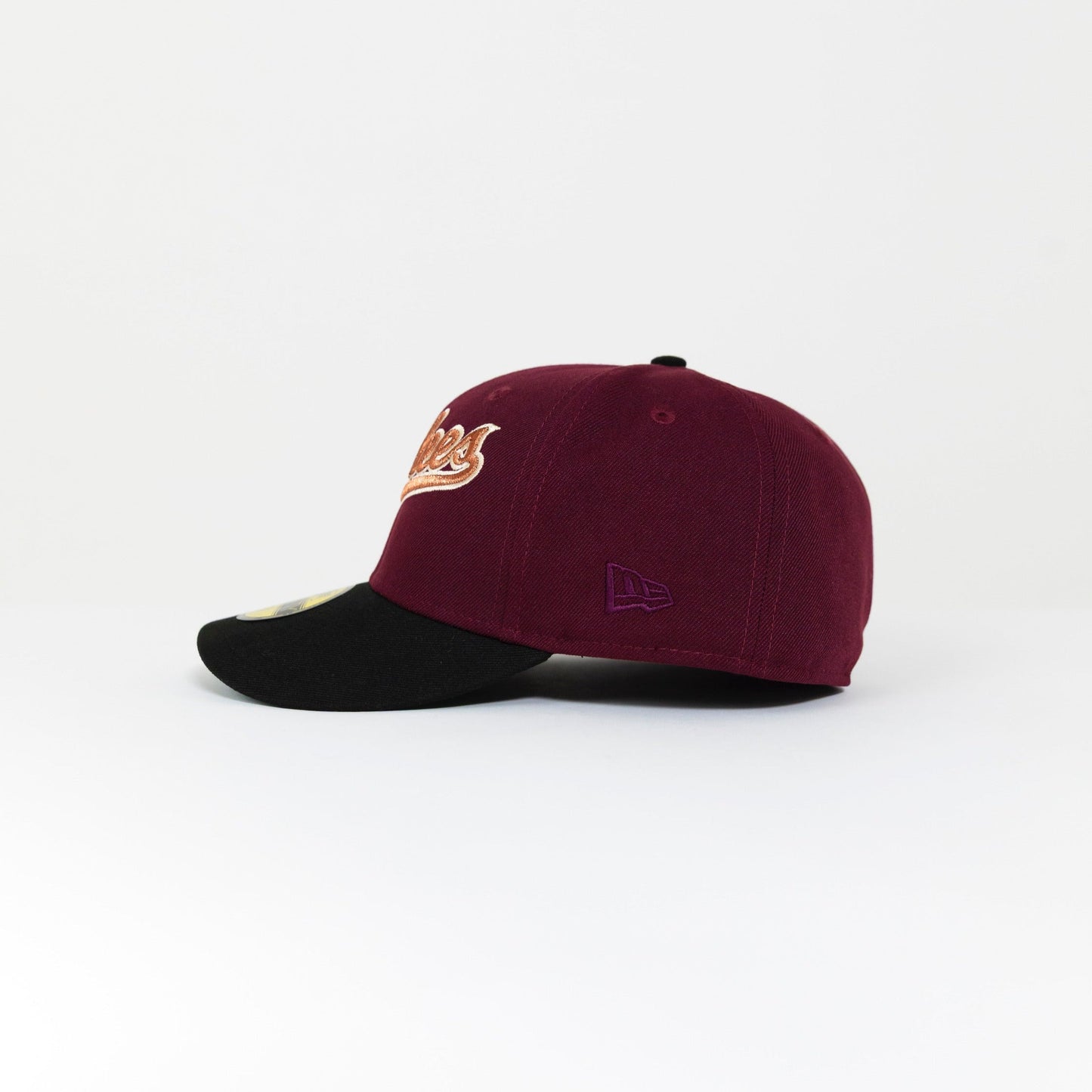 NEW ERA EXCLUSIVE 59FIFTY MAROON/ BLACK NEW YORK YANKEES SCRIPT W/ 1949 WORLD SERIES SIDE PATCH