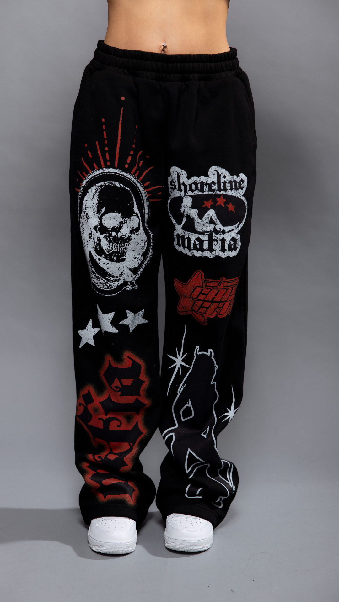 CAP CITY X SHORELINE MAFIA BLACK STUDDED PANTS - UNISEX