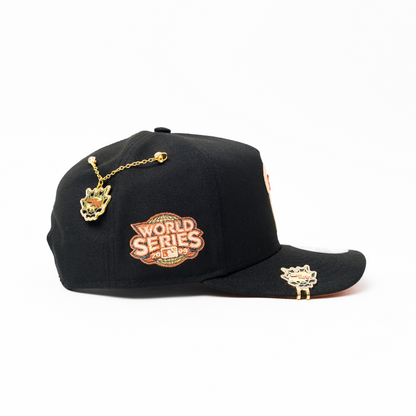 NEW ERA 9FIFTY A-FRAME BLACK PHILADELPHIA PHILLIES SNAPBACK W/ 2009 WORLD SERIES SIDE PATCH