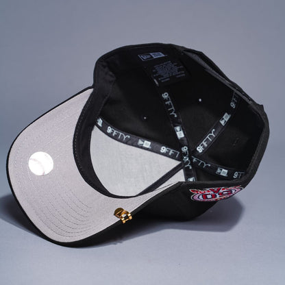 NEW ERA 9FIFTY A-FRAME BLACK UPSIDE DOWN ANAHEIM ANGELS SNAPBACK W/ 50TH ANNIVERSARY SIDE PATCH