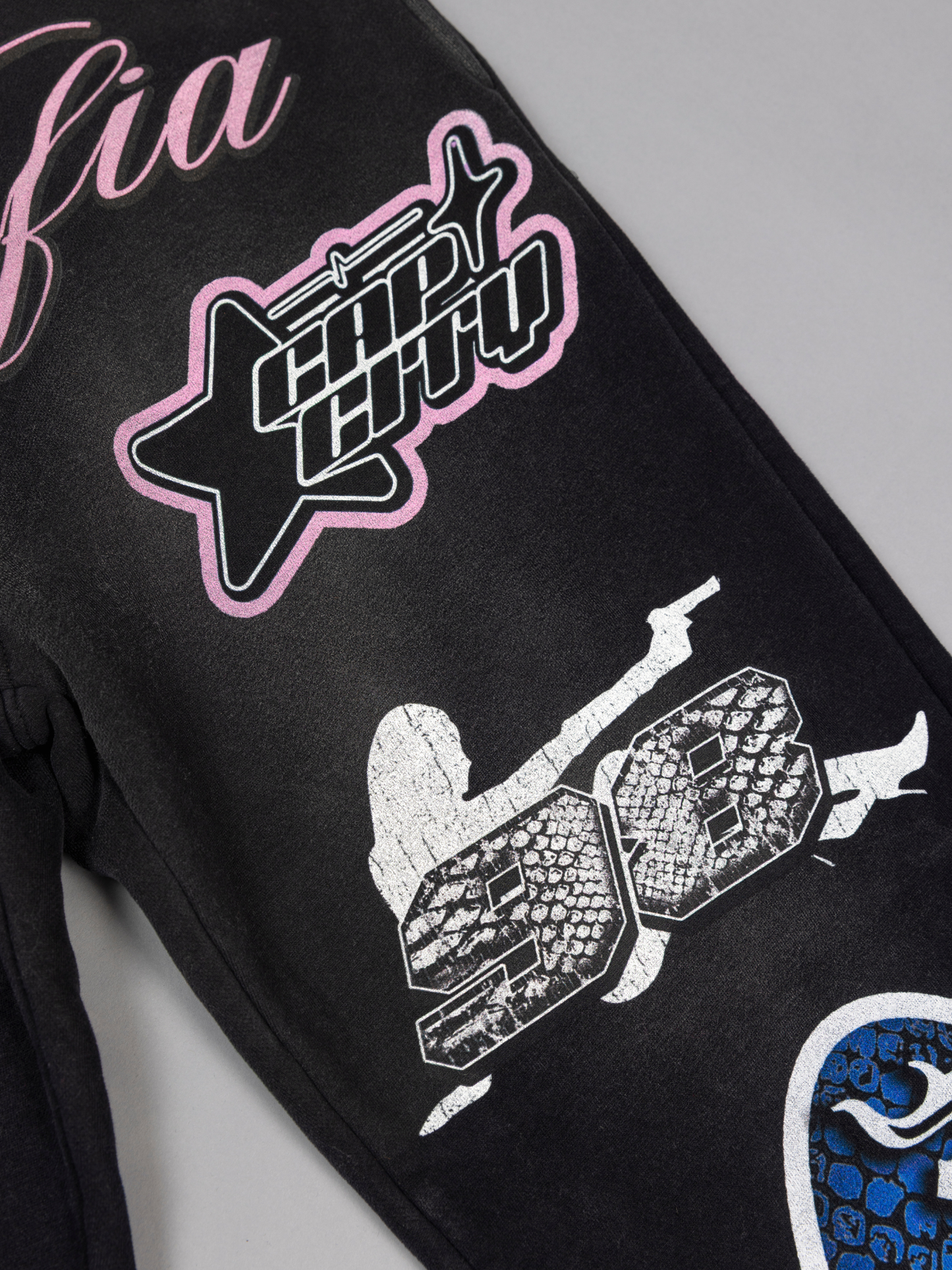 CAP CITY X SHORELINE MAFIA BLACK/COTTON CANDY MEMBERS ONLY PANTS - UNISEX