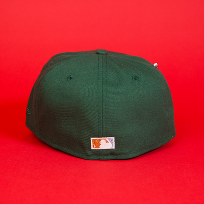 NEW ERA EXCLUSIVE 59FIFTY EMERALD GREEN OAKLAND ATHLETICS W/ 50TH ANNIVERSARY SIDE PATCH