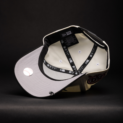 NEW ERA 9FIFTY A-FRAME CHROME/BLACK ANAHEIM ANGELS W/ 50TH ANNIVERSARY SIDE PATCH