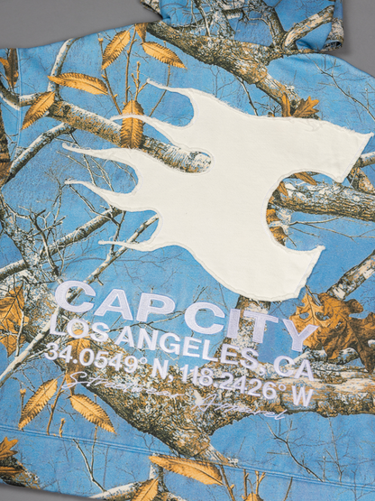 CAP CITY X SHORELINE MAFIA SKY BLUE ZIP UP CAMO HOODIE -UNISEX