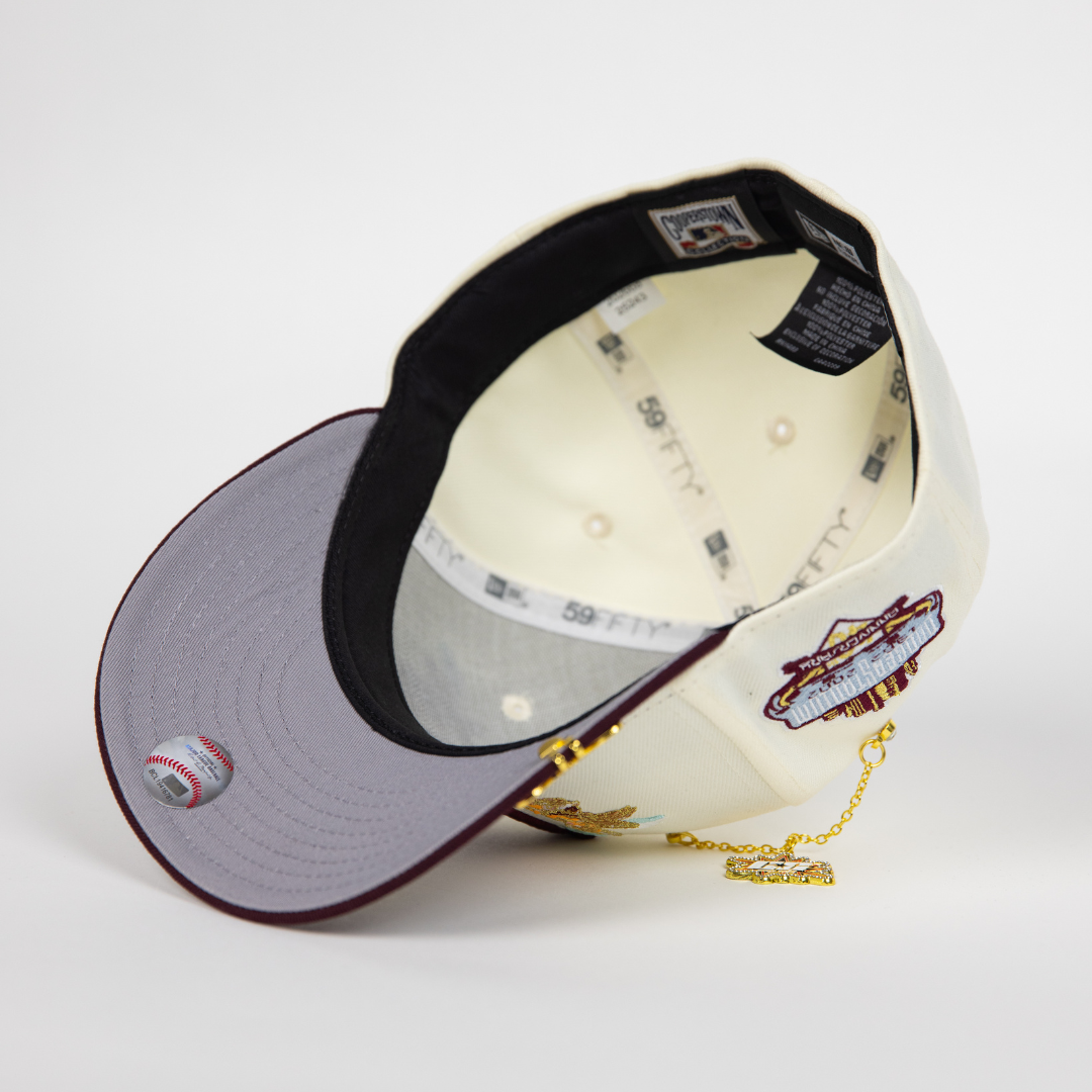 NEW ERA EXCLUSIVE 59FIFTY CHROME/ BURGUNDY LOS ANGELES DODGERS "CITY OF ANGELS" W/ 40TH ANNIVERSARY SIDE PATCH