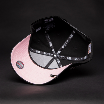 NEW ERA 9FIFTY A-FRAME BLACK LOS ANGELES DODGERS SNAPBACK W/ PINK HEART + 2020 WORLD SERIES SIDE PATCH