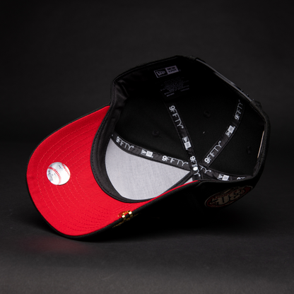NEW ERA 9FIFTY A-FRAME BLACK TORONTO BLUE JAYS SNAPBACK W/ 30TH ANNIVERSARY SIDE PATCH