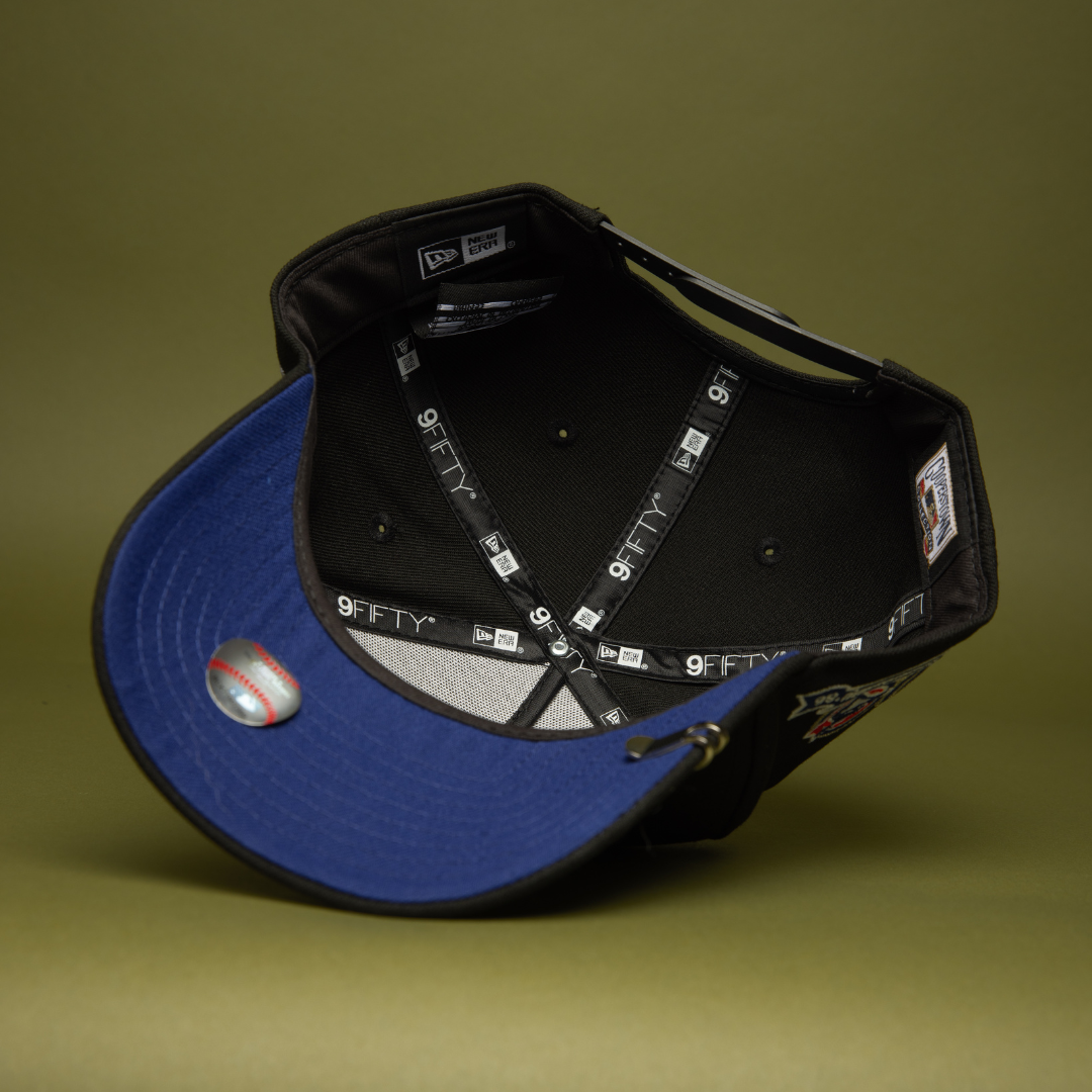 NEW ERA 9FIFTY A-FRAME BLACK TORONTO BLUE JAYS SNAPBACK W/ 10TH ANNIVERSARY SIDE PATCH