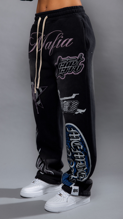 CAP CITY X SHORELINE MAFIA BLACK/COTTON CANDY MEMBERS ONLY PANTS - UNISEX