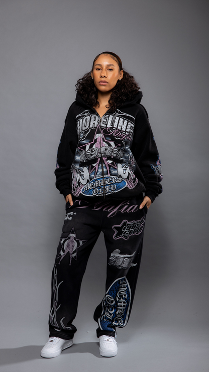 CAP CITY X SHORELINE MAFIA BLACK/COTTON CANDY MEMBERS ONLY PANTS - UNISEX