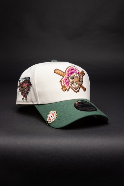 NEW ERA 9FIFTY A-FRAME CHROME/ PINE GREEN PITTSBURGH PIRTAES SNAPBACK W/ ALL STAR GAME SIDE PATCH