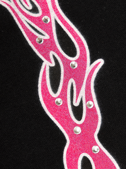 CAP CITY X SHORELINE MAFIA BLACK/PINK AIR BRUSH ZIP UP HOODIE W/ RHINESTONES - UNISEX