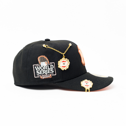 NEW ERA EXCLUSIVE 59FIFTY BLACK NEW YORK YANKEES W 2024 WORLD SERIES SIDE PATCH