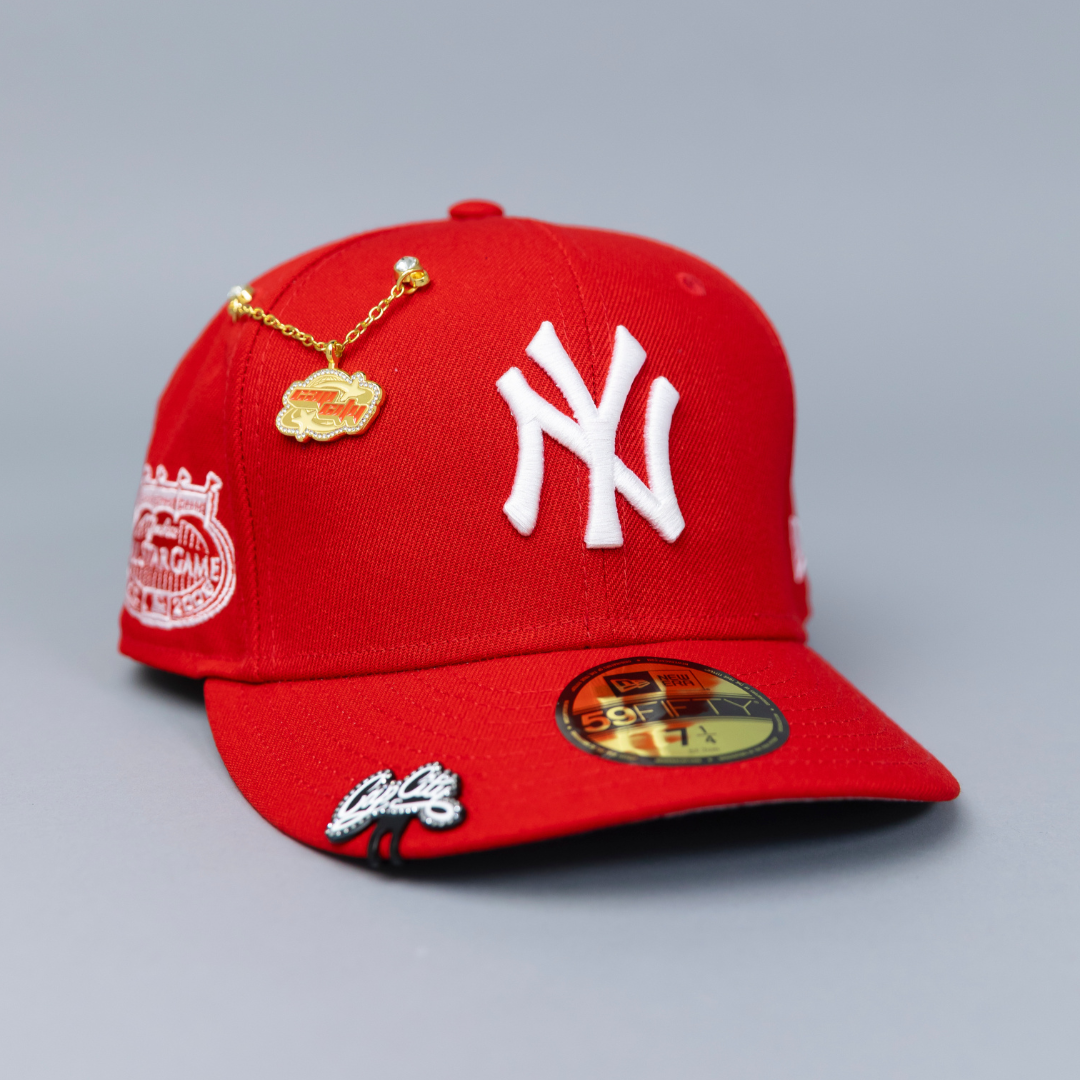 NEW ERA EXCLUSIVE 59FIFTY RED NEW YORK YANKEES W/ ALL STAR GAME SIDE PATCH