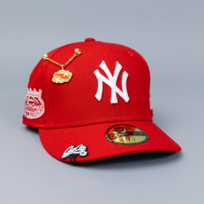 NEW ERA EXCLUSIVE 59FIFTY RED NEW YORK YANKEES W/ ALL STAR GAME SIDE PATCH