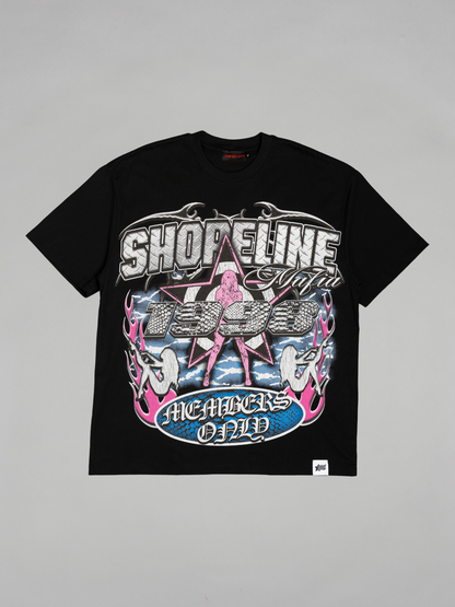 CAP CITY X SHORELINE MAFIA BLACK/COTTON CANDY MEMBERS ONLY TEE - UNISEX
