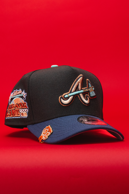 NEW ERA 9FIFTY A-FRAME BLACK/NAVY ATLANTA BRAVES SNAPBACK W/ 2000 ALL STAR GAME SIDE PATCH