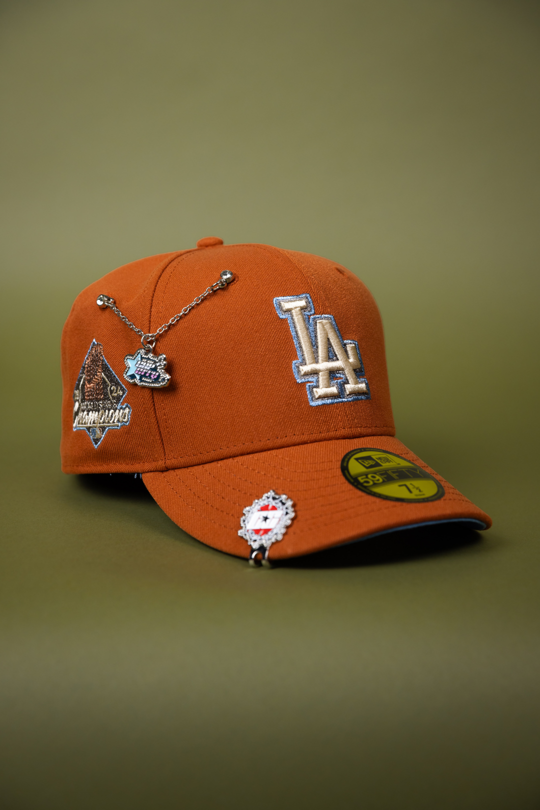 NEW ERA EXCLUSIVE 59FIFTY RUST LOS ANGELES DODGERS W/ WORLD SERIES CHAMPIONS SIDE PATCH