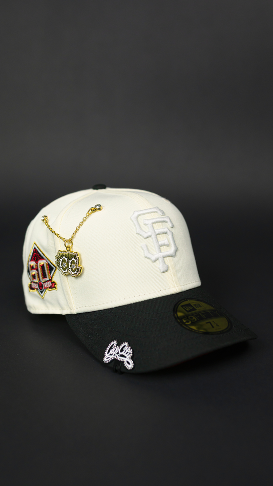 NEW ERA EXCLUSIVE 59FIFTY BLACK SAN FRANCISCO GIANTS W/ 60TH ANNIVERSARY SIDE PATCH