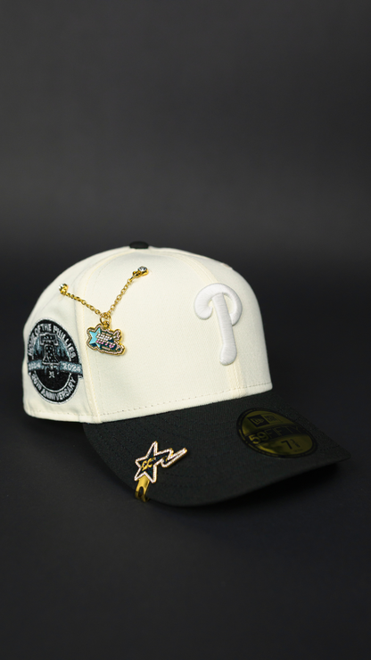 NEW ERA EXCLUSIVE 59FIFTY CHROME/ BLACK PHILADELPHIA PHILLIES W/ HOME OF THE PHILLIES SIDE PATCH