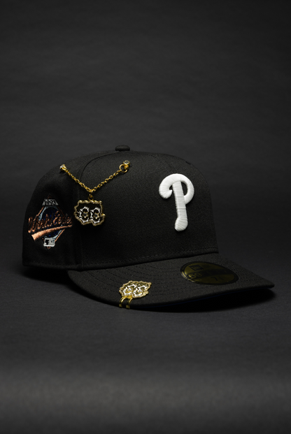 NEW ERA EXCLUSIVE 59FIFTY BLACK PHILADELPHIA PHILLIES W/ 1993 WORLD SERIES SIDE PATCH