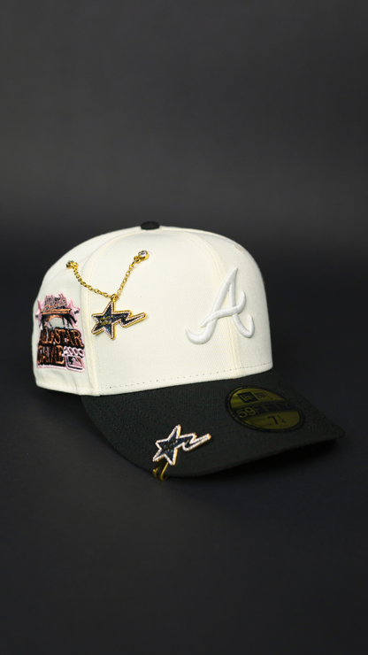 NEW ERA EXCLUSIVE 59FIFTY CHROME/ BLACK ATLANTA BRAVES W/ 2000 ALL STAR GAME SIDE PATCH