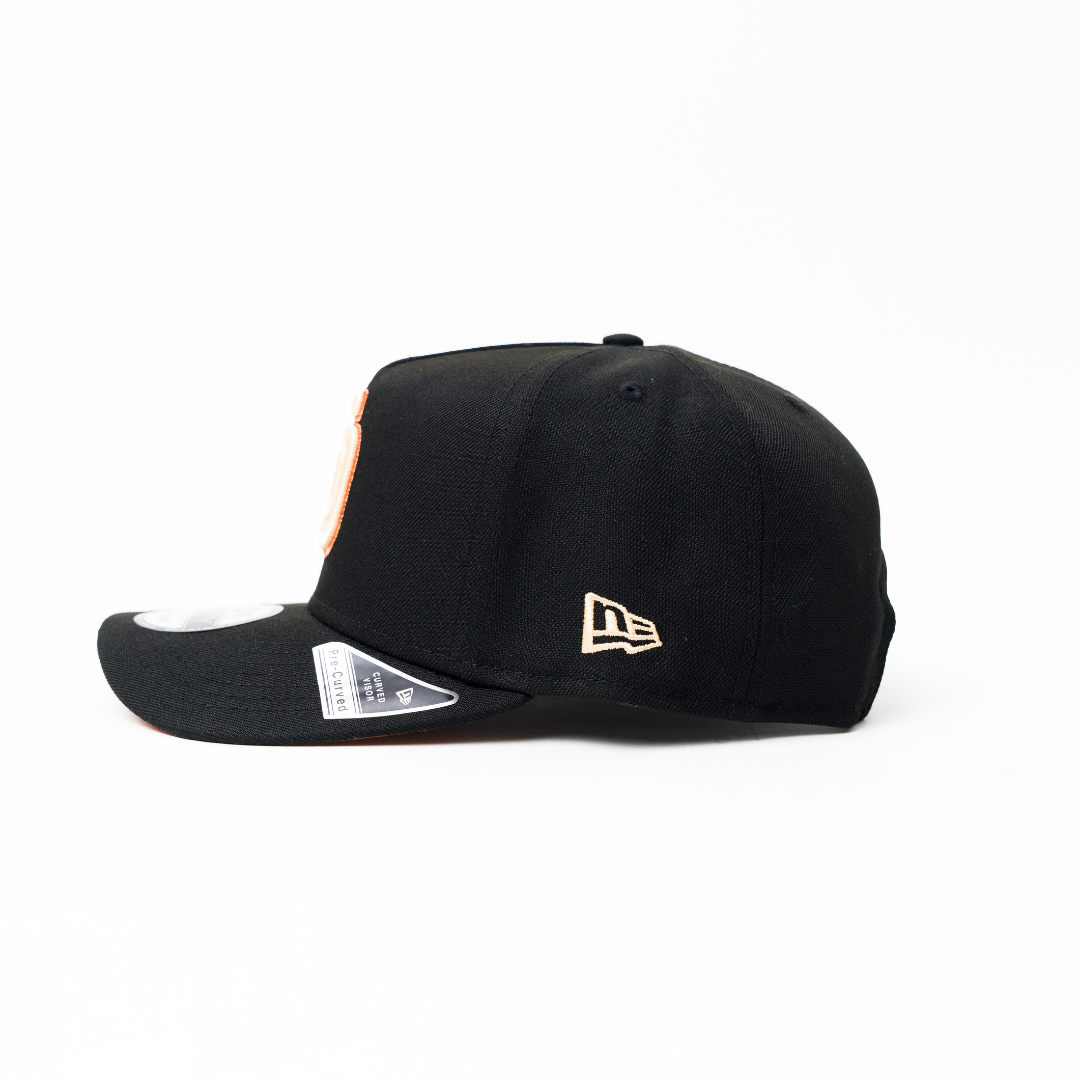 NEW ERA 9FIFTY A-FRAME BLACK SAN DIEGO PADRES SNAPBACK W/ 50TH ANNIVERSARY SIDE PATCH