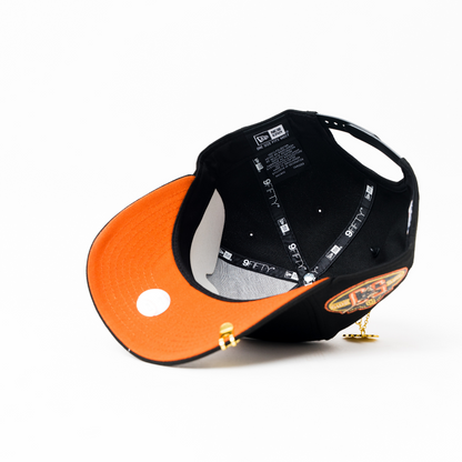 NEW ERA 9FIFTY A-FRAME BLACK SAN DIEGO PADRES SNAPBACK W/ 50TH ANNIVERSARY SIDE PATCH