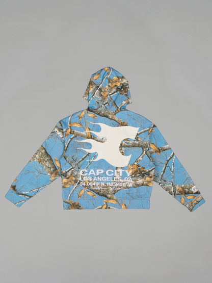 CAP CITY X SHORELINE MAFIA SKY BLUE ZIP UP CAMO HOODIE -UNISEX