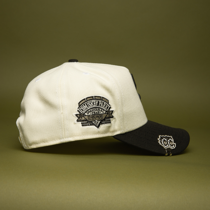 NEW ERA 9FIFTY A-FRAME CHROME/BLACK CHICAGO WHITE SOX SNAPBACK W/ COMISKEY PARK SIDE PATCH