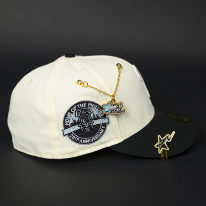 NEW ERA EXCLUSIVE 59FIFTY CHROME/ BLACK PHILADELPHIA PHILLIES W/ HOME OF THE PHILLIES SIDE PATCH