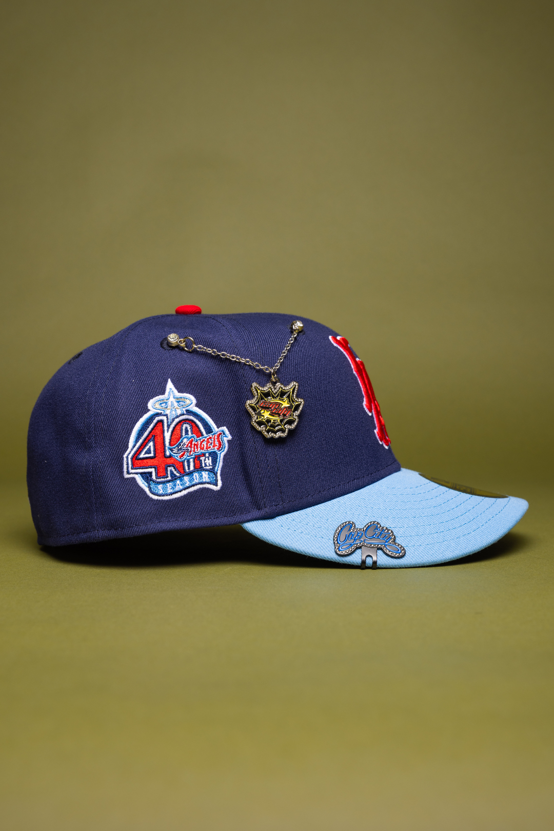 NEW ERA EXCLUSIVE 59FIFTY NAVY/SKY BLUE LOS ANGELES ANGELS W/ 40TH ANNIVERSARY SIDE PATCH