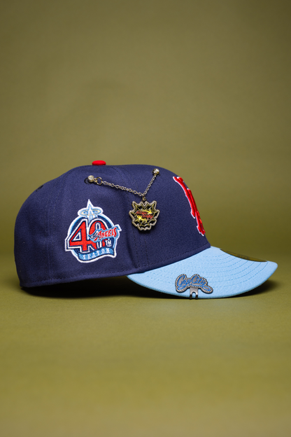 NEW ERA EXCLUSIVE 59FIFTY NAVY/SKY BLUE LOS ANGELES ANGELS W/ 40TH ANNIVERSARY SIDE PATCH