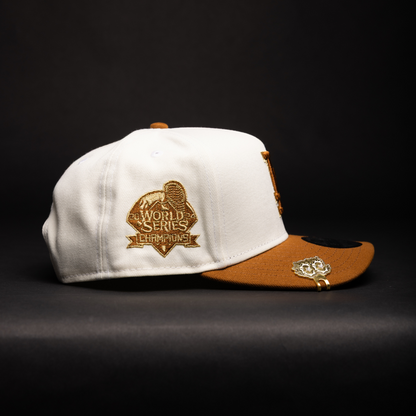 NEW ERA 9FIFTY A-FRAME CHROME/KHAKI LOS ANGELES DODGERS W/ WORLD SERIES CHAMPIONS SIDE PATCH