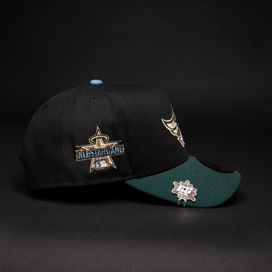NEW ERA 9FIFTY A-FRAME BLACK/ FOREST GREEN ANAHEIM ANGELS SNAPBACK W/ ALL STAR GAME SIDE PATCH
