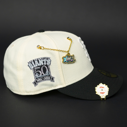 NEW ERA EXCLUSIVE 59FIFTY BLACK SAN FRANCISCO GIANTS W/ 50TH ANNIVERSARY SIDE PATCH