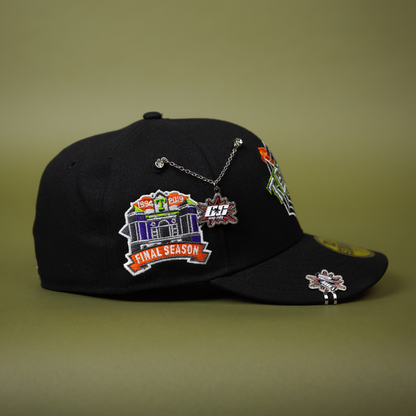 NEW ERA EXCLUSIVE 59FIFTY BLACK TEXAS RANGERS W/ SPIDER WEB LOGO + FINAL SEASON SIDE PATCH