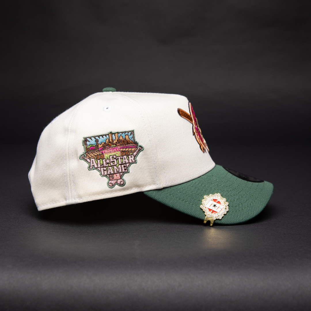 NEW ERA 9FIFTY A-FRAME CHROME/ PINE GREEN PITTSBURGH PIRTAES SNAPBACK W/ ALL STAR GAME SIDE PATCH