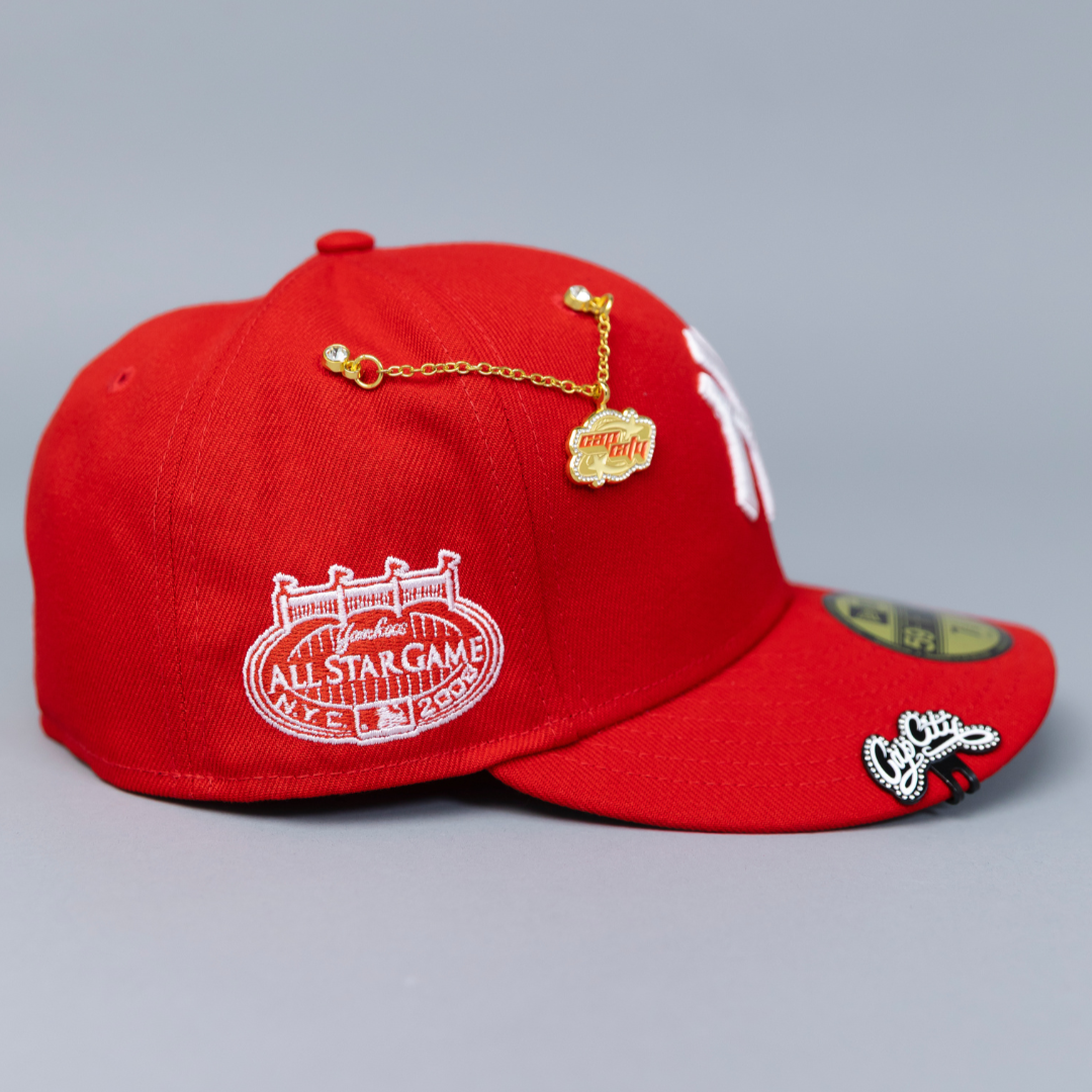 NEW ERA EXCLUSIVE 59FIFTY RED NEW YORK YANKEES W/ ALL STAR GAME SIDE PATCH