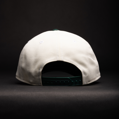 NEW ERA 9FIFTY A-FRAME CHROME/FOREST GREEN LOS ANGELES DODGERS SNAPBACK W/ 2020 WORLD SERIES SIDE PATCH