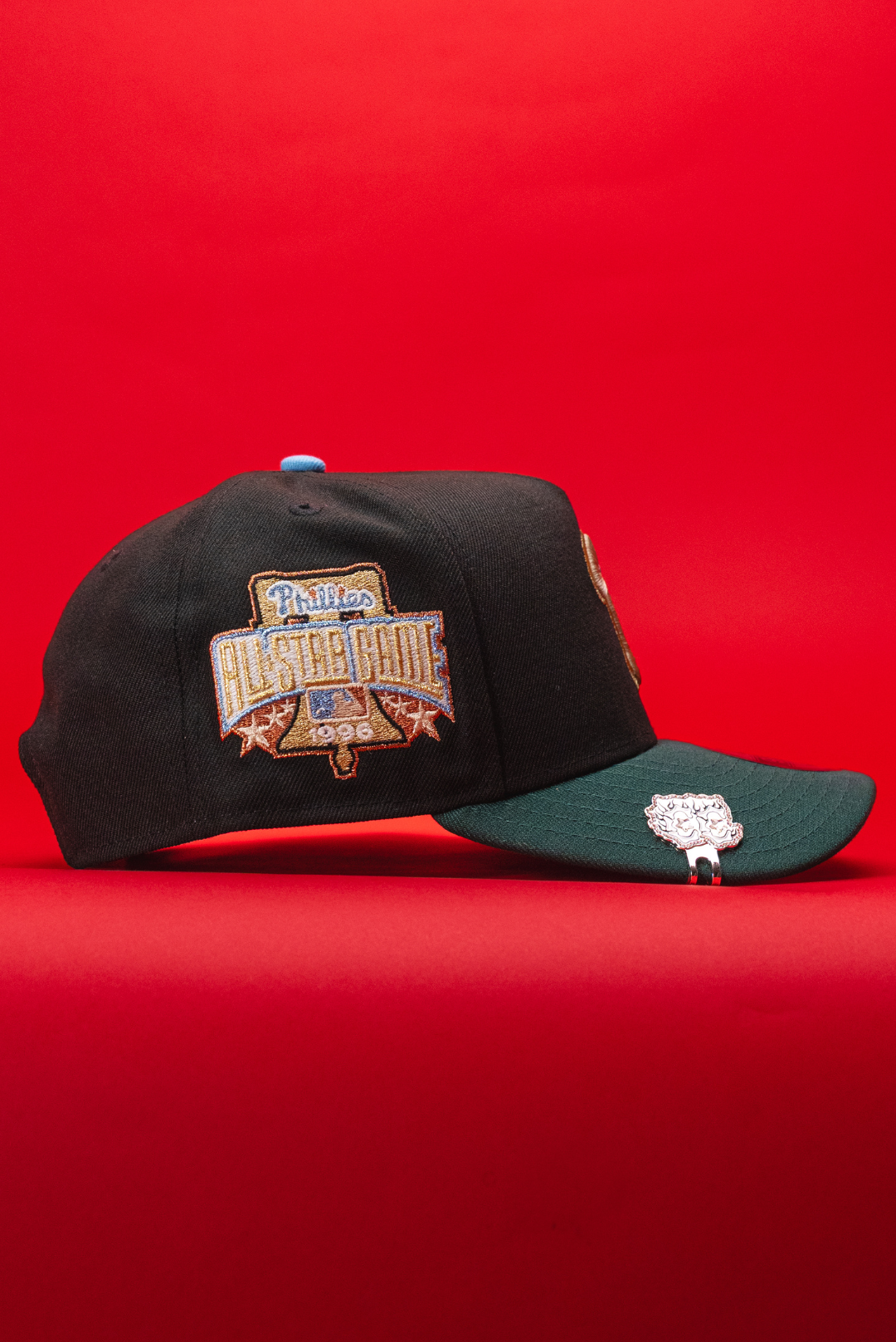 NEW ERA 9FIFTY A-FRAME BLACK/GREEN PHILADELPHIA PHILLIES SNAPBACK W/ 1996 ALL STAR GAME SIDE PATCH