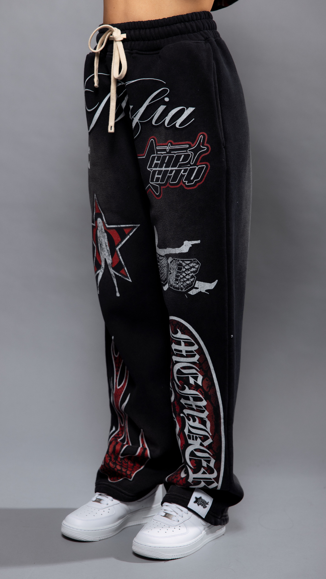 CAP CITY X SHORELINE MAFIA BLACK/RED MEMBERS ONLY PANTS - UNISEX