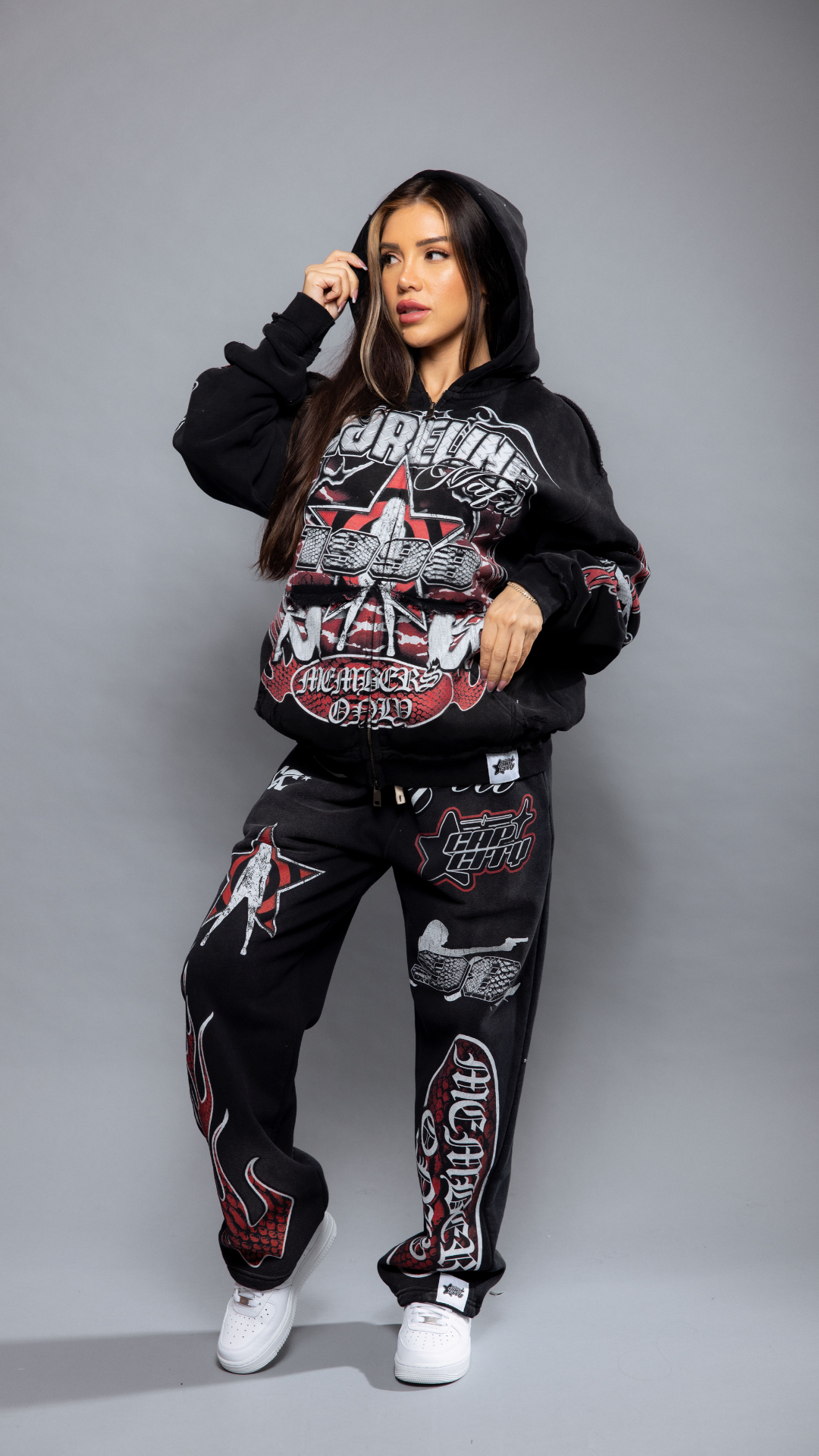 CAP CITY X SHORELINE MAFIA BLACK/RED MEMBERS ONLY PANTS - UNISEX