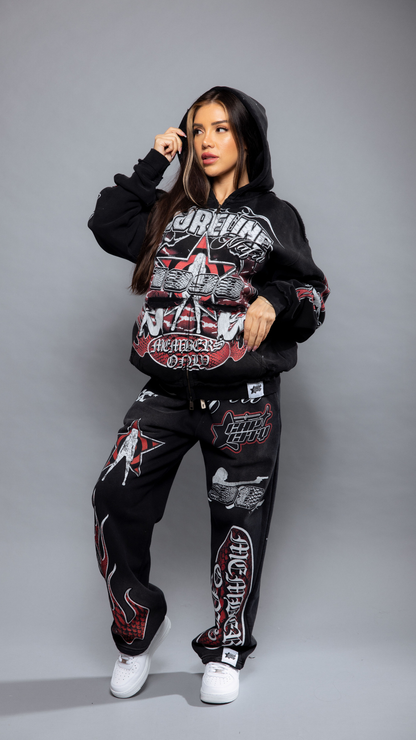 CAP CITY X SHORELINE MAFIA BLACK/RED MEMBERS ONLY PANTS - UNISEX
