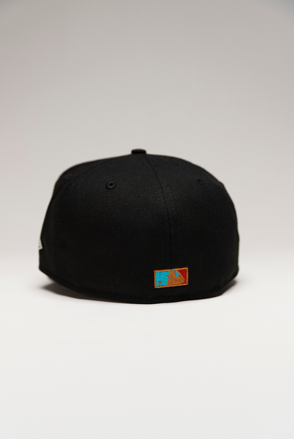 NEW ERA EXCLUSIVE 59FIFTY BLACK SAN DIEGO PADRES W/ 25TH ANNIVERSARY SIDE PATCH