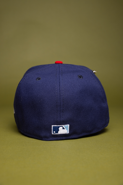 NEW ERA EXCLUSIVE 59FIFTY NAVY/SKY BLUE LOS ANGELES ANGELS W/ 40TH ANNIVERSARY SIDE PATCH
