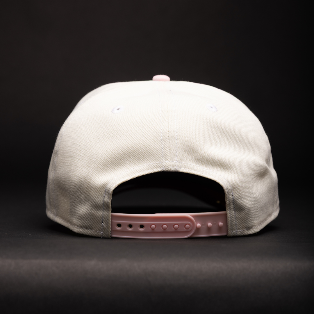 NEW ERA 9FIFTY A-FRAME CHROME/PINK HOUSTON ASTROS W/ PINK ROSE + 35 GREAT YEARS SIDE PATCH