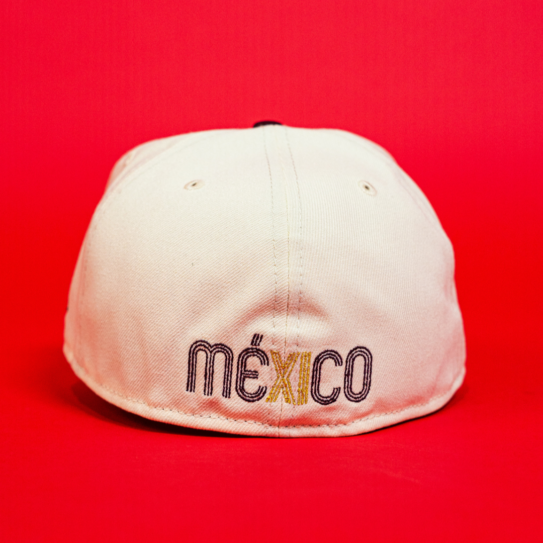 NEW ERA EXCLUSIVE 59FIFTY CHROME/ BURGUNDY MEXICO 2025 WORLD BASEBALL CLASSIC W/ MEXICO FLAG SIDE PATCH