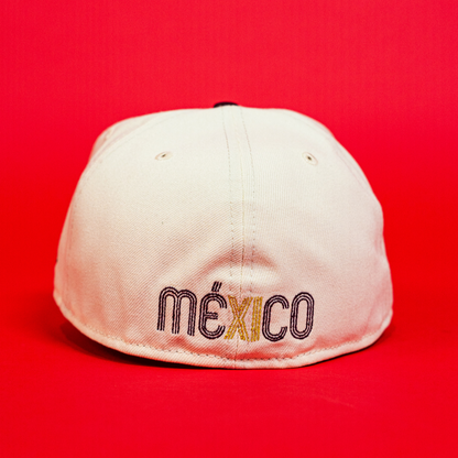NEW ERA EXCLUSIVE 59FIFTY CHROME/ BURGUNDY MEXICO 2025 WORLD BASEBALL CLASSIC W/ MEXICO FLAG SIDE PATCH