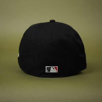 NEW ERA EXCLUSIVE 59FIFTY BLACK TEXAS RANGERS W/ SPIDER WEB LOGO + FINAL SEASON SIDE PATCH